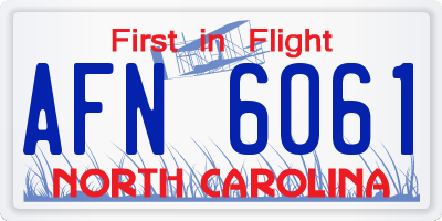 NC license plate AFN6061