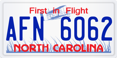 NC license plate AFN6062