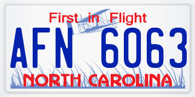 NC license plate AFN6063