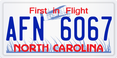 NC license plate AFN6067