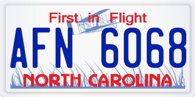 NC license plate AFN6068
