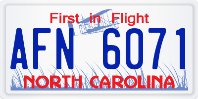NC license plate AFN6071