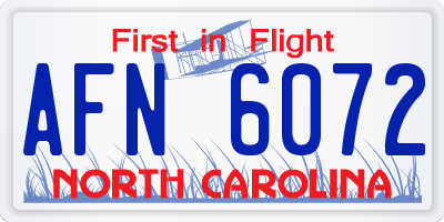 NC license plate AFN6072