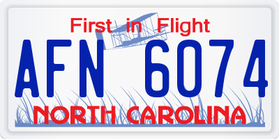 NC license plate AFN6074