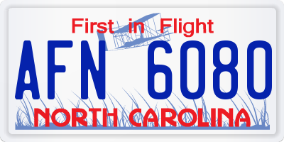 NC license plate AFN6080
