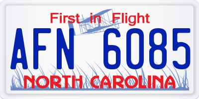 NC license plate AFN6085