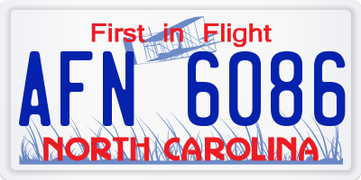 NC license plate AFN6086