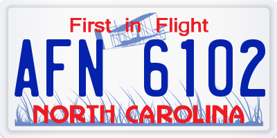 NC license plate AFN6102