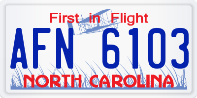 NC license plate AFN6103