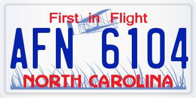 NC license plate AFN6104