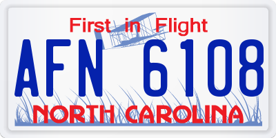 NC license plate AFN6108