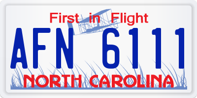 NC license plate AFN6111