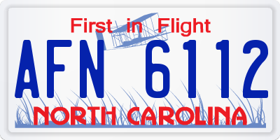 NC license plate AFN6112