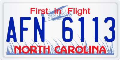 NC license plate AFN6113