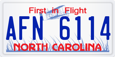 NC license plate AFN6114