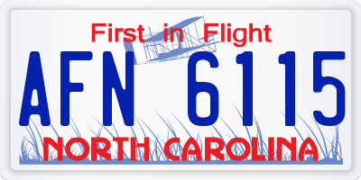 NC license plate AFN6115