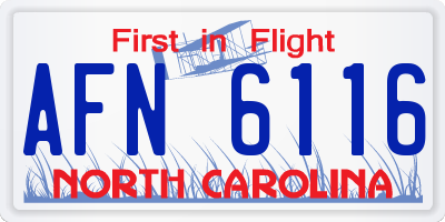 NC license plate AFN6116