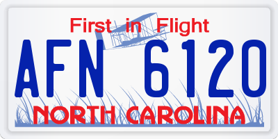 NC license plate AFN6120