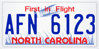 NC license plate AFN6123