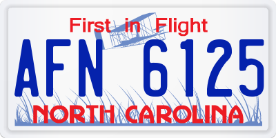 NC license plate AFN6125