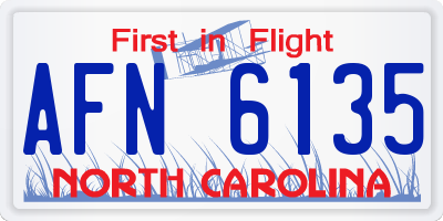 NC license plate AFN6135