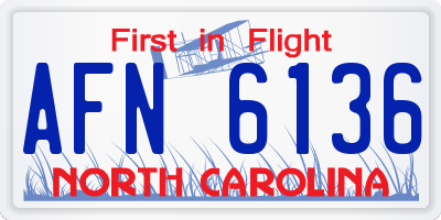 NC license plate AFN6136