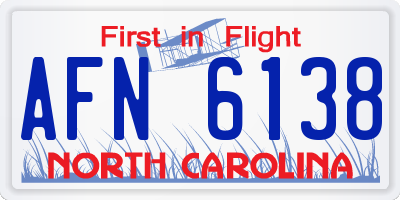 NC license plate AFN6138