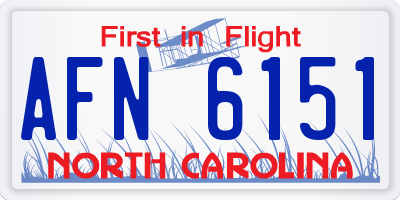 NC license plate AFN6151