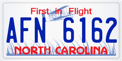 NC license plate AFN6162