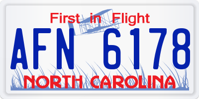 NC license plate AFN6178