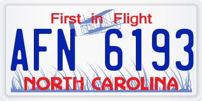 NC license plate AFN6193