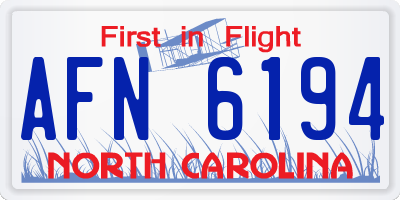 NC license plate AFN6194