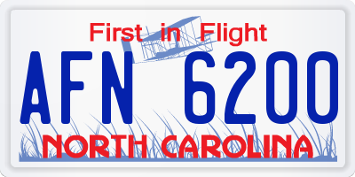 NC license plate AFN6200