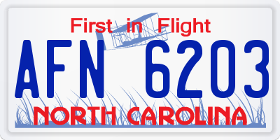 NC license plate AFN6203