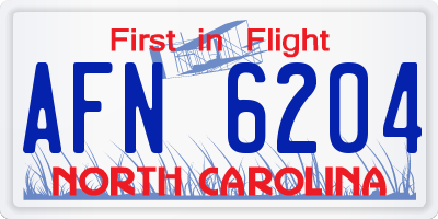 NC license plate AFN6204