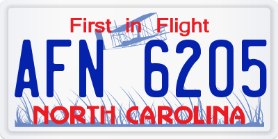 NC license plate AFN6205