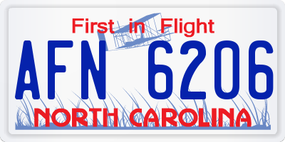NC license plate AFN6206