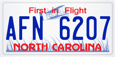 NC license plate AFN6207