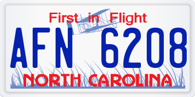 NC license plate AFN6208