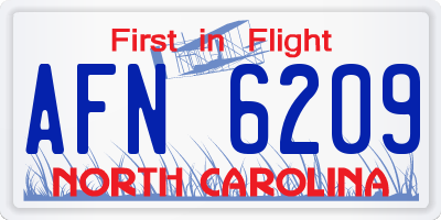 NC license plate AFN6209