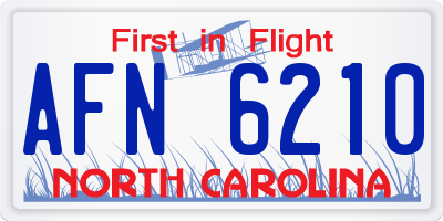 NC license plate AFN6210