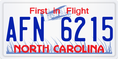 NC license plate AFN6215