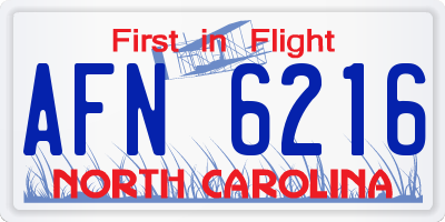 NC license plate AFN6216