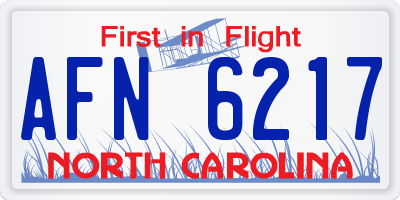 NC license plate AFN6217