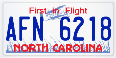 NC license plate AFN6218