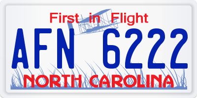 NC license plate AFN6222