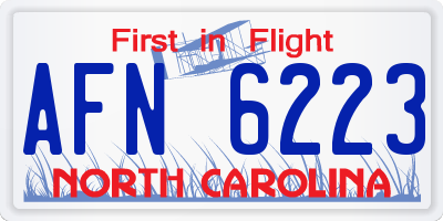NC license plate AFN6223