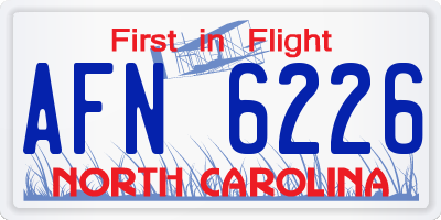 NC license plate AFN6226