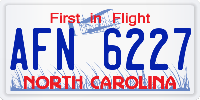 NC license plate AFN6227