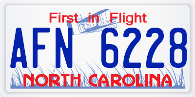 NC license plate AFN6228